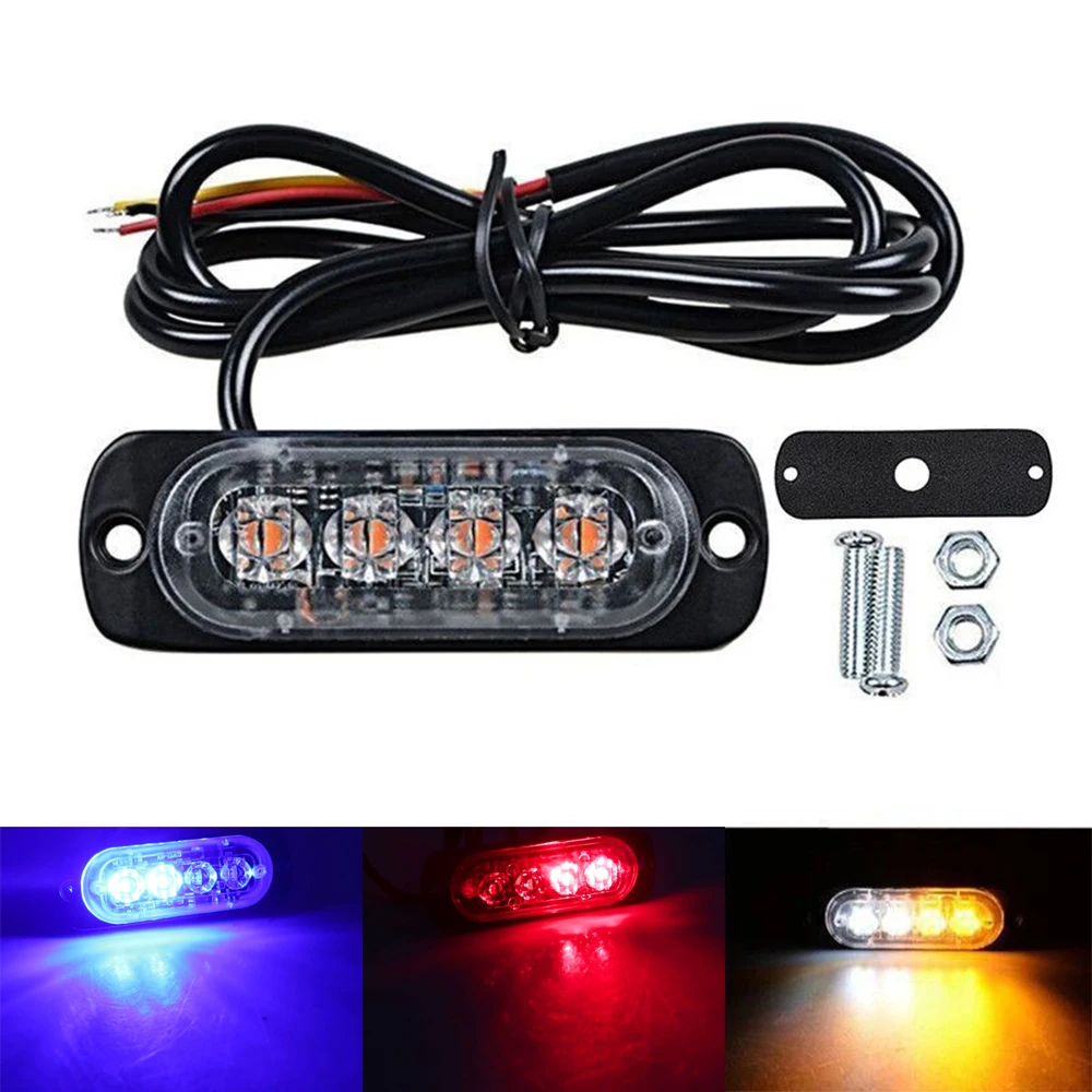 

4LED проблесковый маячок Автомобильная сигнальная лампа Стробоскоп Решетка сигнальная лампа маяк мото задний фонарь Грузовик Боковые фонари светодиодный фонарь прицепа