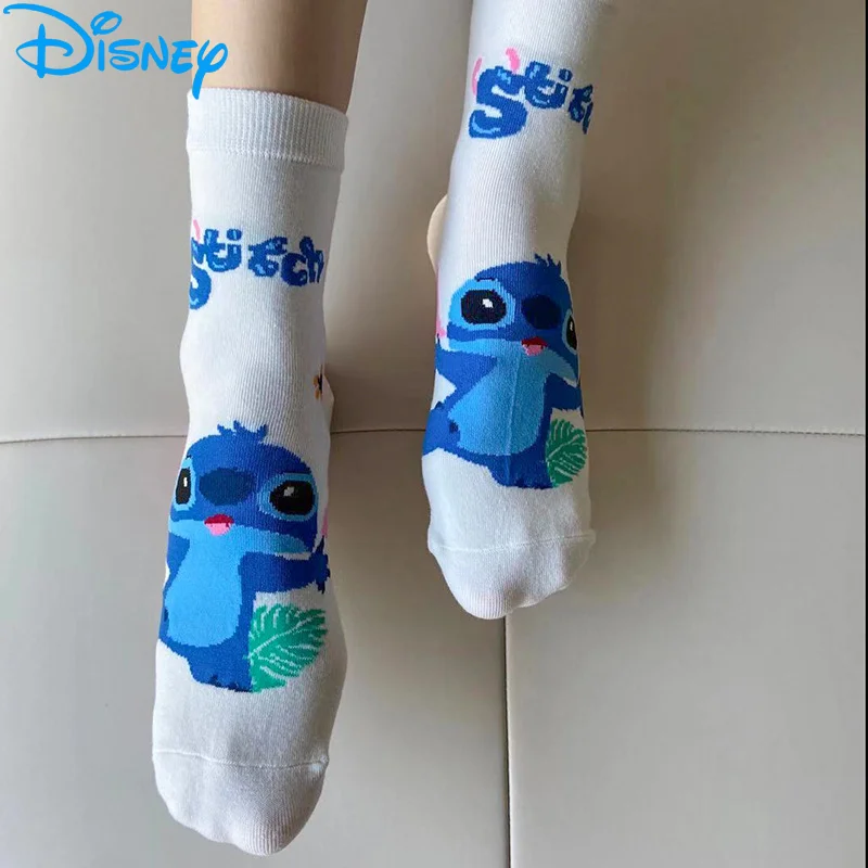 Disney Socks Mid-tube Socks Donald Mickey Autumn And Winter Cartoon Cute Student Socks For Girls Minnie Pooh Stitch Women Socks