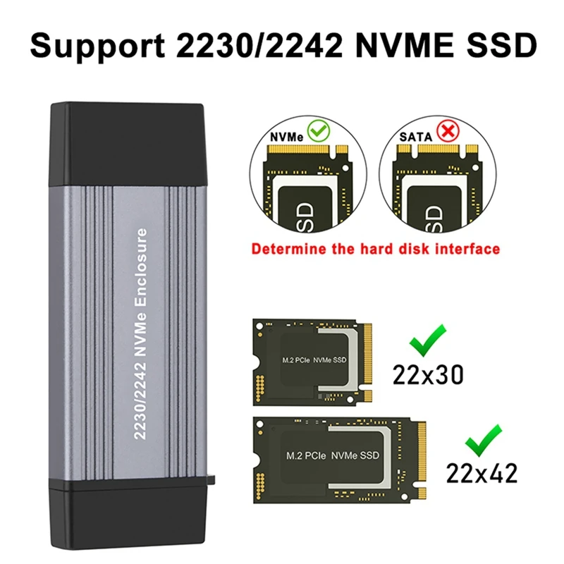 Внешний корпус NVME M2 SSD адаптер PCIE M/M + B ключ к USB 3 1 10 Гбит/с поддерживает 2230 2242 M.2 Box