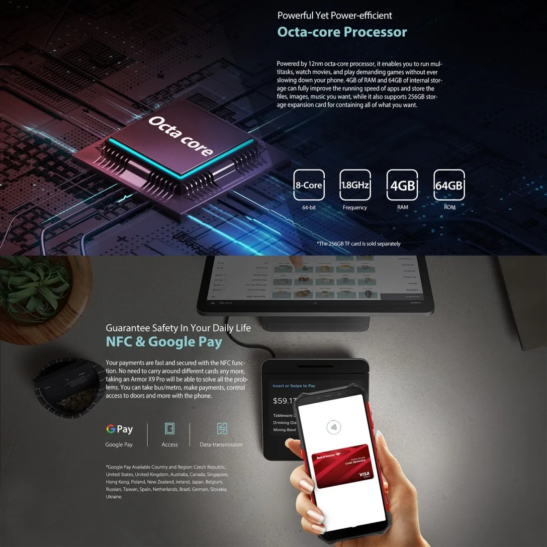 Смартфон Ulefone Armor X9 Pro 4 + 64 ГБ 5 дюйма Android 11 Helio A25 5000 мА · ч 4G OTG NFC |