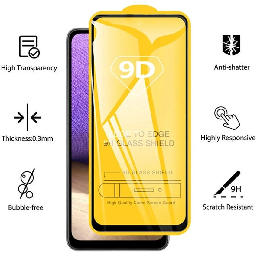 9D Full Tempered Glass For Samsung  A53 5G S23 S21 S20 FE A52 A13 A54 A34 A33 A51 A32 A22 A21s A72 A71 S22 Plus Screen Protector