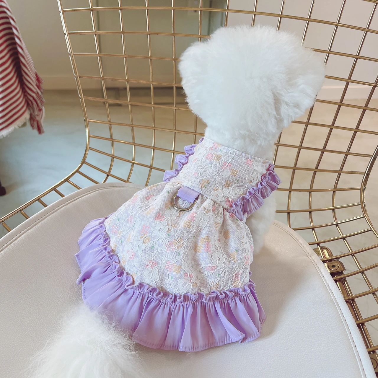 

Harness Dog Dress Luxury Pet Lolita Maid Clothes Fashion Cotton Maltese Costume Puppy Chihuahua Floral Outfits Poodle Apparel