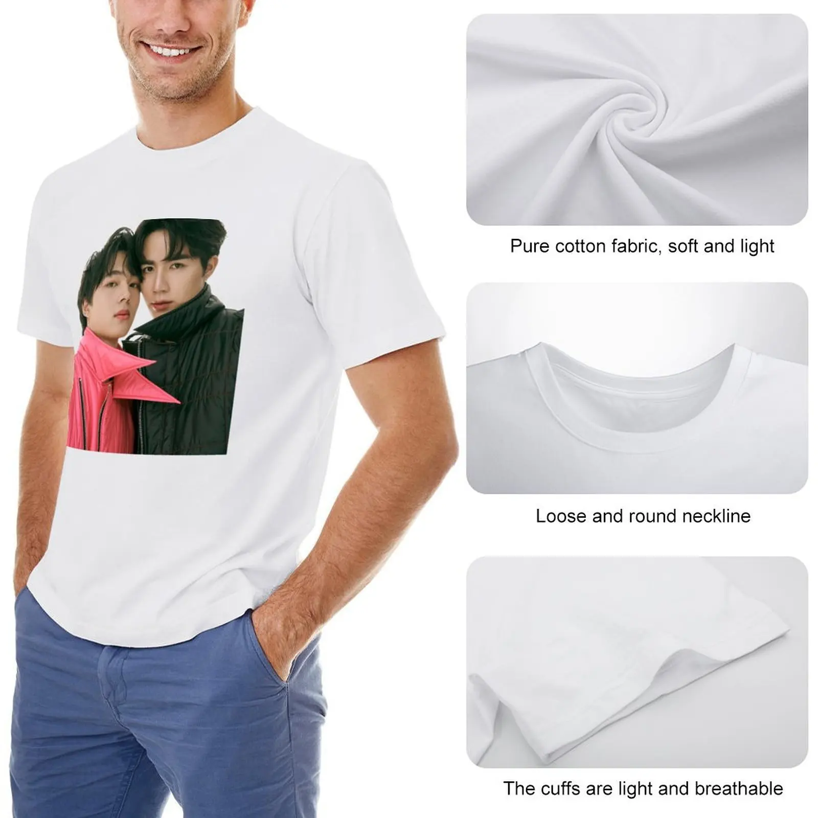 Zeenunew T-Shirt clothes cotton graphic tees plain white t shirts men