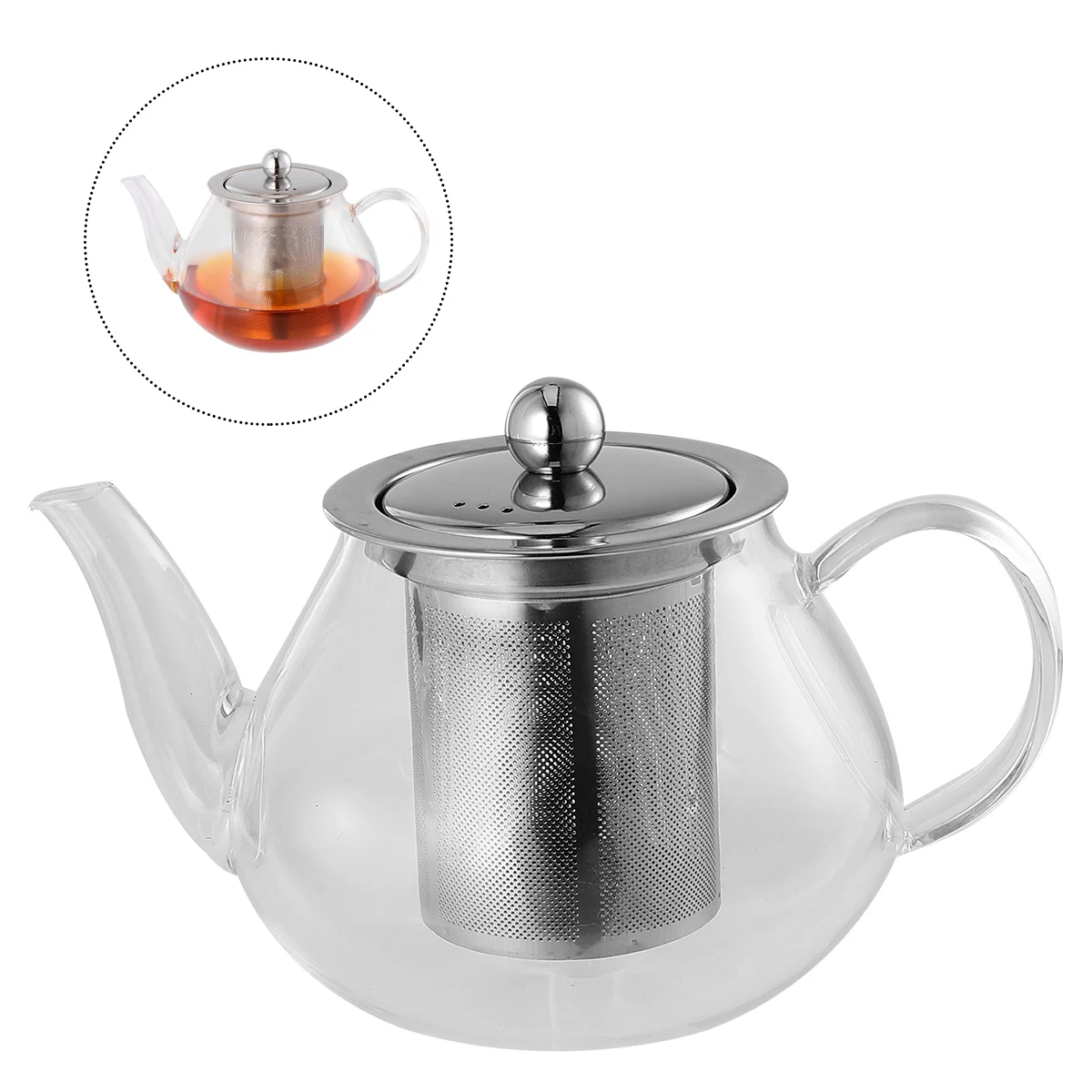 

400ml Glass Teapot Heat Resistant Glass Teapot Healthy Teapot High Borosilicate Kettle with Stainless Steel Strainer