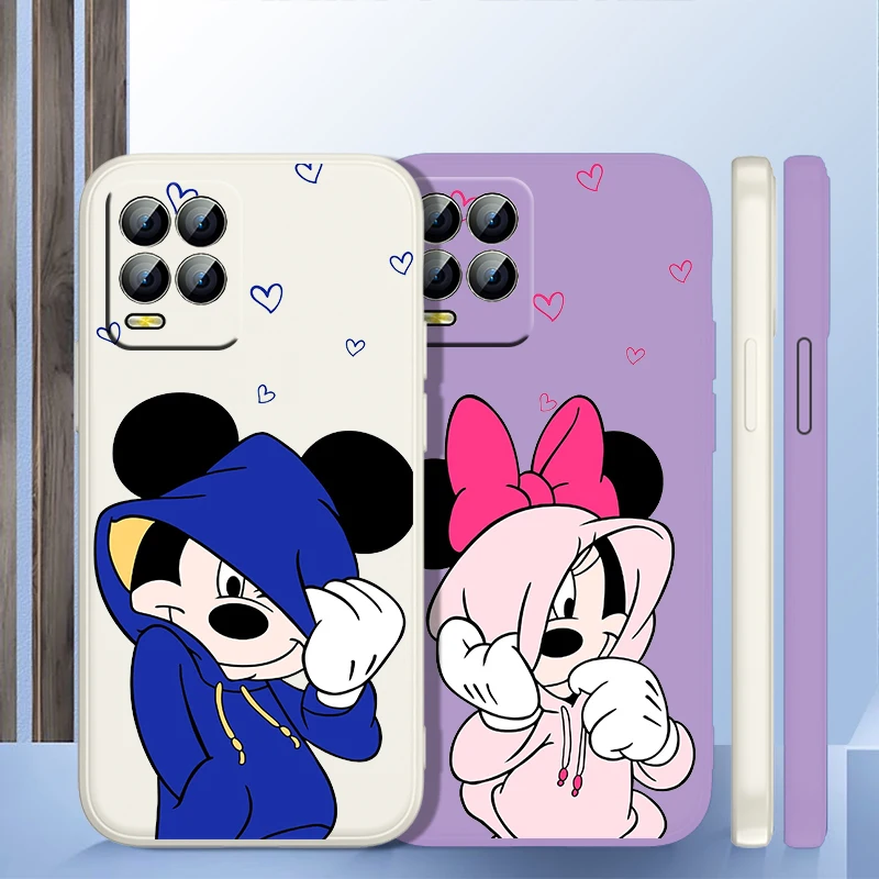 

Mickey Minnie couple cute Phone Case For OPPO Realme GT Neo 3 2 Master 8 9 Narzo 50A 50i Reno 7 Liquid Rope Candy Cover Fundas