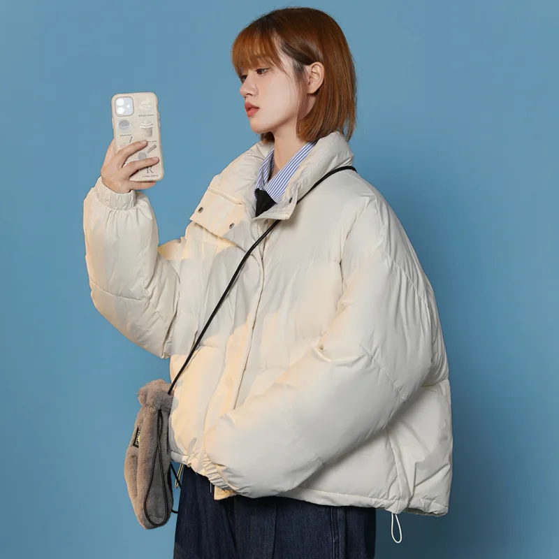 Winter Clothing for Women New Korean Down Jacket Loose BF Style Stand Collar Short Thickened Coat  Parkasdoradas  De Mujer Gm*