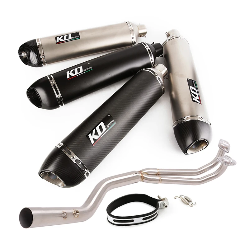 

51mm Motorcycle Exhaust System Muffler Pipe Carbon Fiber With DB Killer Front Mid Connect Link For SYM MAXSYM TL500 2019-2021