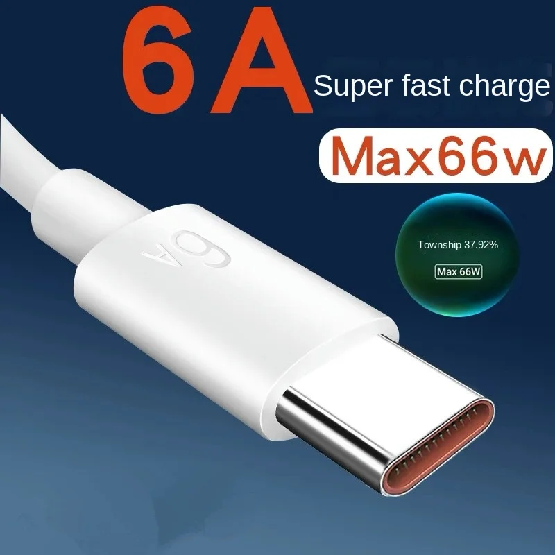 

6A 66W USB Type C Super Fast Cable For Huawei Mate 40 50 Xiaomi 11 10 Pro OPPO R17 Fast Charging USB C Charger Cable Data Cord