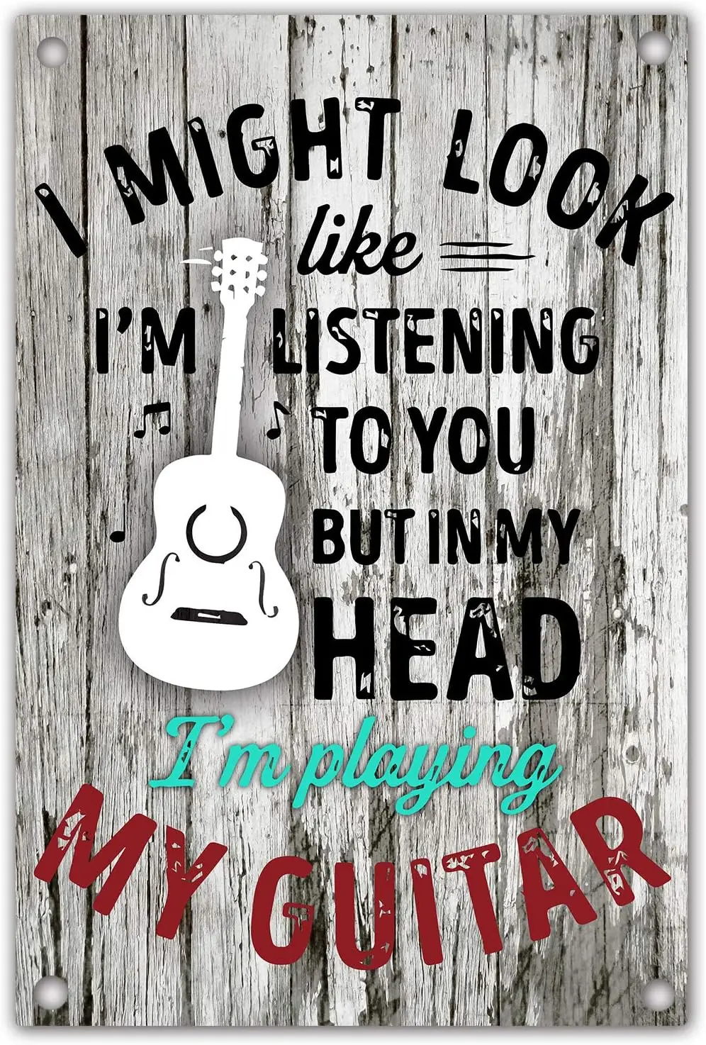 Gutr Metl Tn Sgn Mght Look Lke 'm Lstenng to You Musc But n My Hed'm Plyng Wll Decor Form Mn Cve Home Br Restu