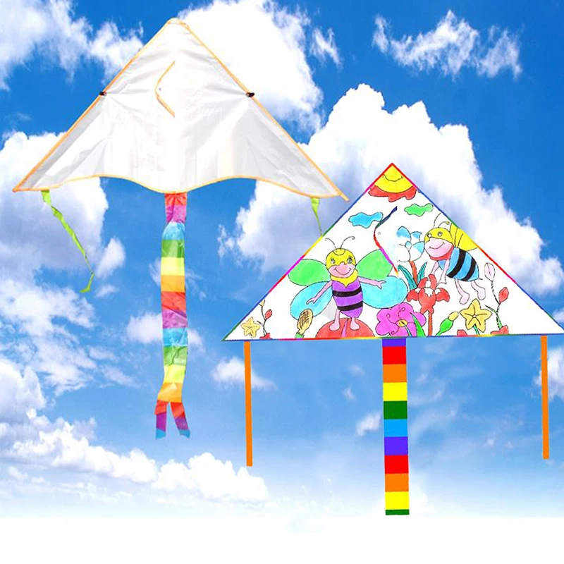 

1pc DIY Painting Kite Blank Kite Flying Foldable Outdoor Beach Kite Kids Children Sport Funny Toys
