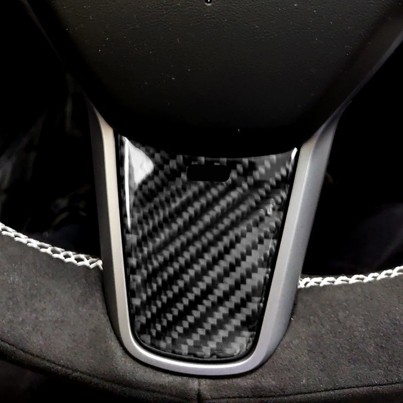 

Car Carbon Fiber Interior Steering Wheel Panel Cover Sticker Trim For Tesla Model 3 2018 2019