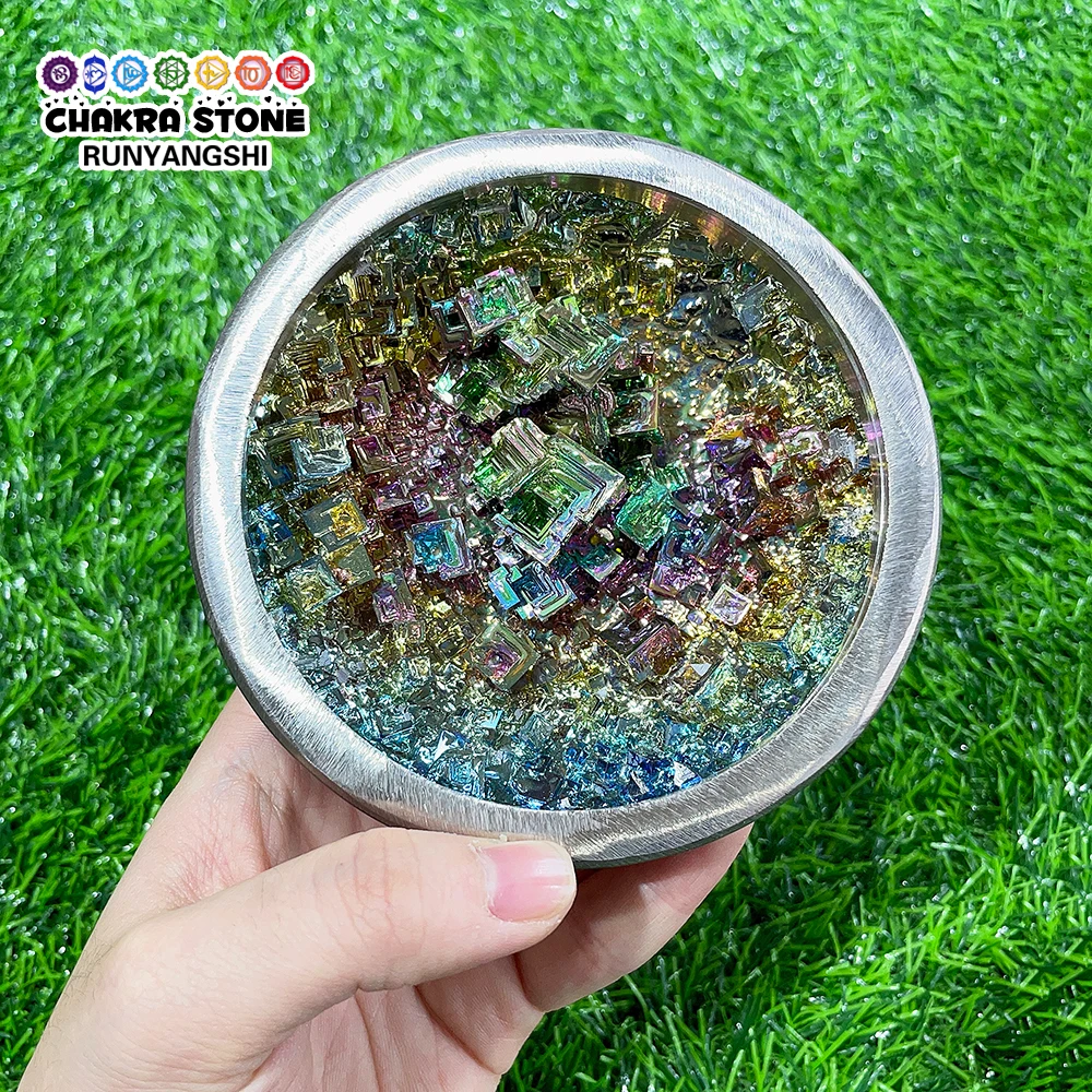 

1pc Natural Crystal Crafts Energy Rainbow Bismuth Ore Cornucopia Healing Mineral Specimen Bowl Wicca Home Decoration