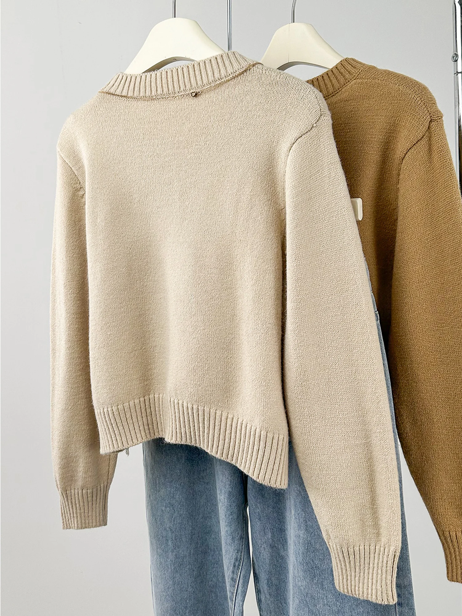 Inzevuka/корейский вязаный свитер с длинными рукавами и буквенным принтом женская