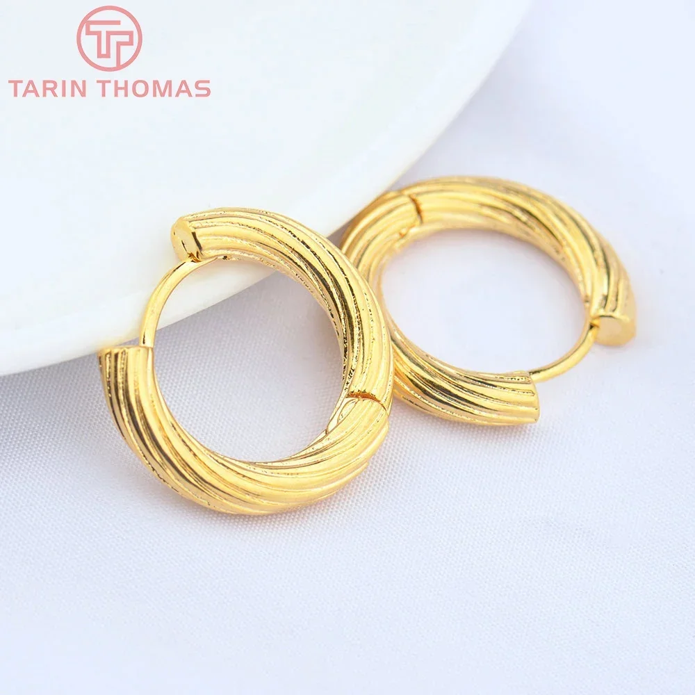 (4764) 4 шт. толщина 19 мм 3 24-каратное золото круглые текстурные серьги-кольца высокое