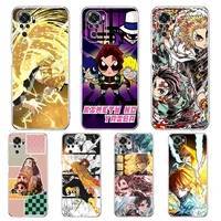 demon slayer phone case for redmi note 11 11t k40 8 8t 9 10 8a 9a 9s 9c 7 gaming pro plus 4g silicone transparent shell fundas