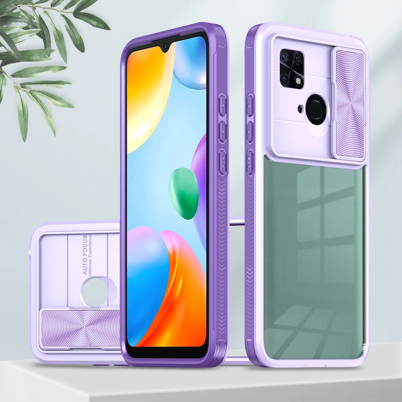 

Camera Lens Slider Transparent Phone Case For Xiaomi Redmi Note 11 11S 11 Pro Note 9 10 Pro 10S 10C Case With camera Protector