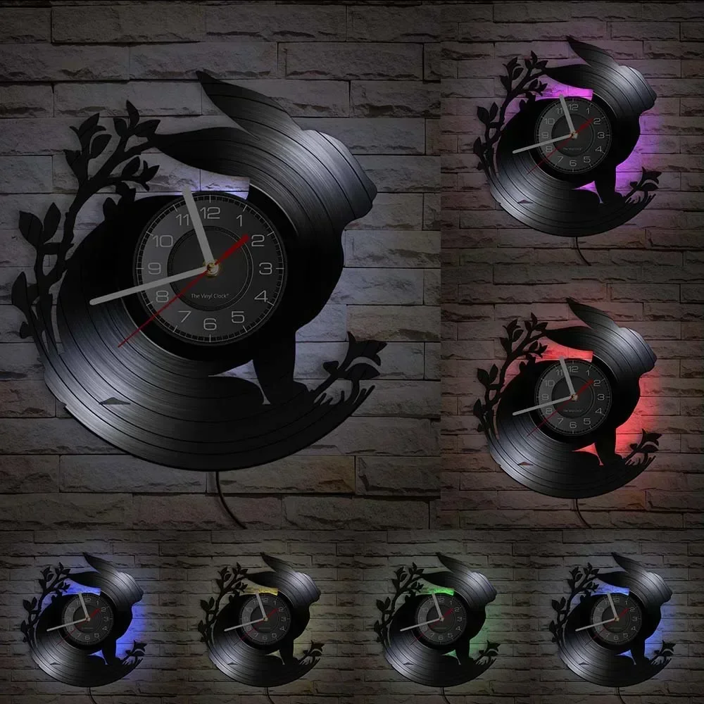 Настенные часы с силуэтами кроликов настенные для детской комнаты рисунком