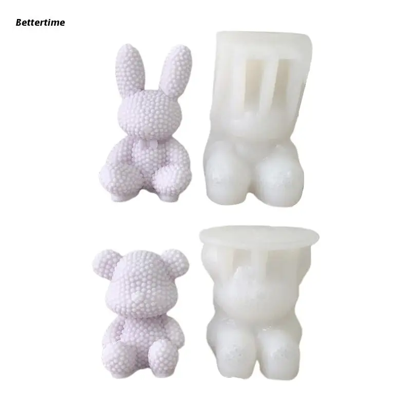 

B36D 3D Pearl Bunny Bear Candle Decorative Ornament Silicone Mold Suitable for Epoxy Diy Crafts Jewelry Making Home Decor
