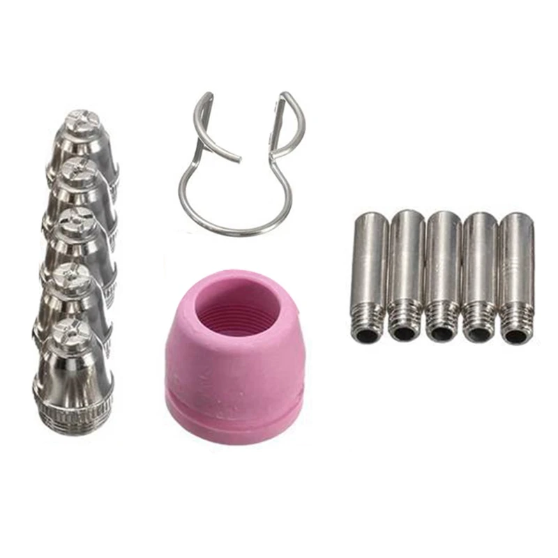 

12PCS Plasma Cutting Consumbles Torch Tips Electrodes Ceramic Shield Cups Guide Ring Cutter Torch Parts For AG60 CUT40