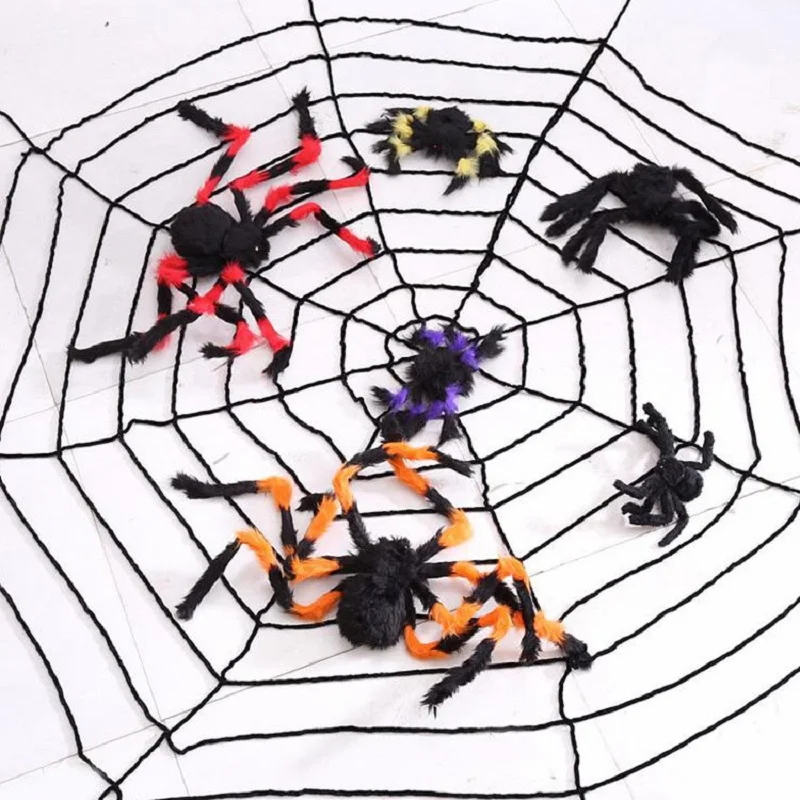 

Simulation Flocking Spider Pendant Halloween Decoration Plush Black Color Spider Haunted House Indoor And Outdoor Tricky Props