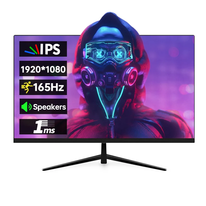 

24 Inch 165Hz Game Monitor 1080P 2*Speakers HDR 100%SRGB 1MS Freesync Computer Desktop Display IPS Flat Curved Screen HDMI/DP