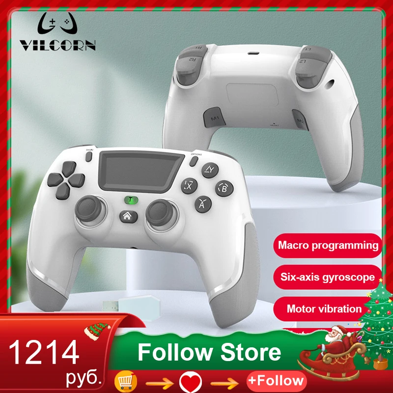 

VILCORN Elite Wireless Game Controller for PS4 Slim/Pro Dual Vibration Gamepad PC USB With Six Axis Gyroscope Joystick Gift