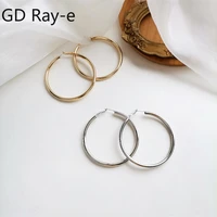 2021 fashion womens metal big hoop earrings hip hoptrendy smooth bamboo round gold dangle earrings students gifts jewelry 1657