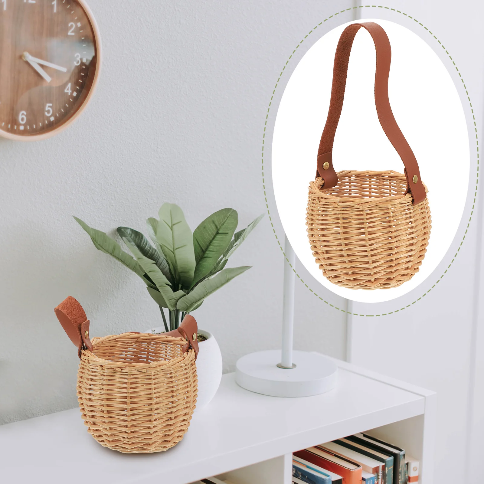 

Basket Flower Woven Home Rustic Small Picnic Wedding Girls Simple Storage Children Handheld Rattan Pedal Decorative