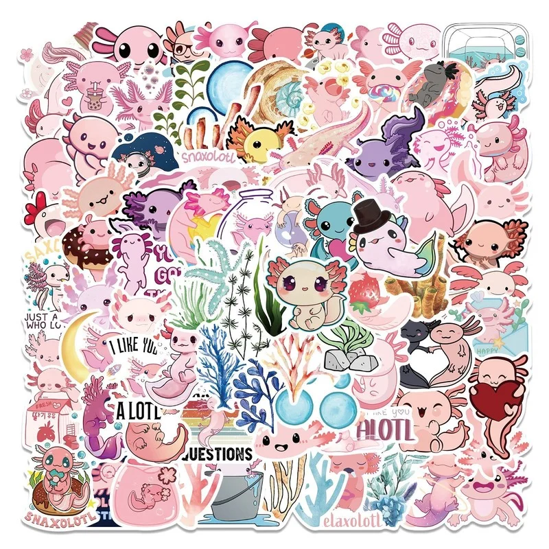 

100pcs Cute Animal Axolotl Graffiti Stickers Cartoon Decals Kid Toy DIY Diary Suitcase Scrapbook Phone Laptop Sticker Pack