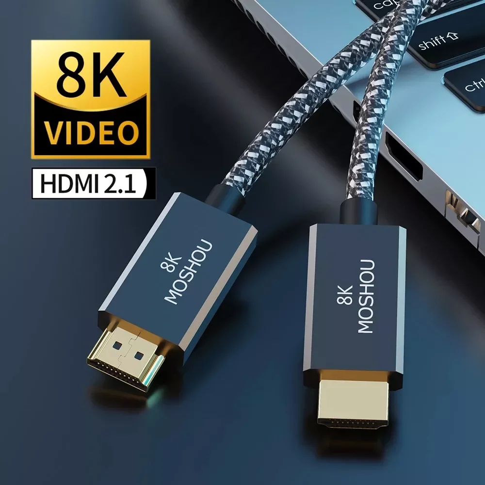 

MOSHOU HDMI 2.1 Cable 8K 60Hz 4K 120Hz 48Gbps ARC eARC HDR Video Cord for Amplifier TV PS4 PS5 NS Projector High Definition