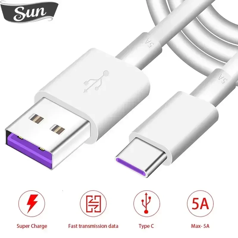 Для Huawei USB 5A Тип C Кабель P30 P20 Pro lite Mate20 10 P10 Plus 3.1 Type-C Super Charger