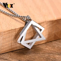 vnox hip hop mens triangle square necklace stylish stainless steel irregular geometric pendant funny male collar jewelry