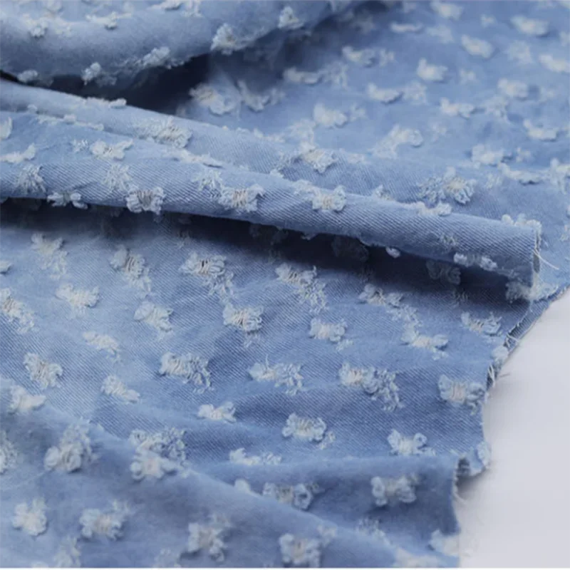 Легкая джинсовая ткань с маленькими отверстиями принтом тай-дай вязаные брюки