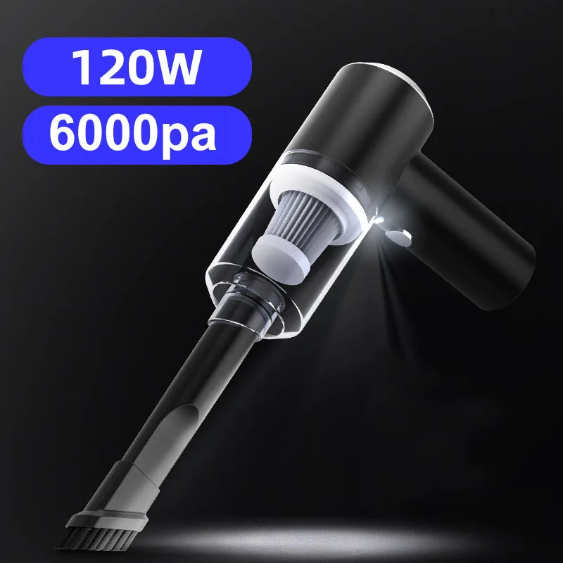 

Car Vacuum Cleaner 120W 2000Mah Portable Wireless Dust Collector 10000Pa High Power Cleaner Led Lighting Car Cleaning