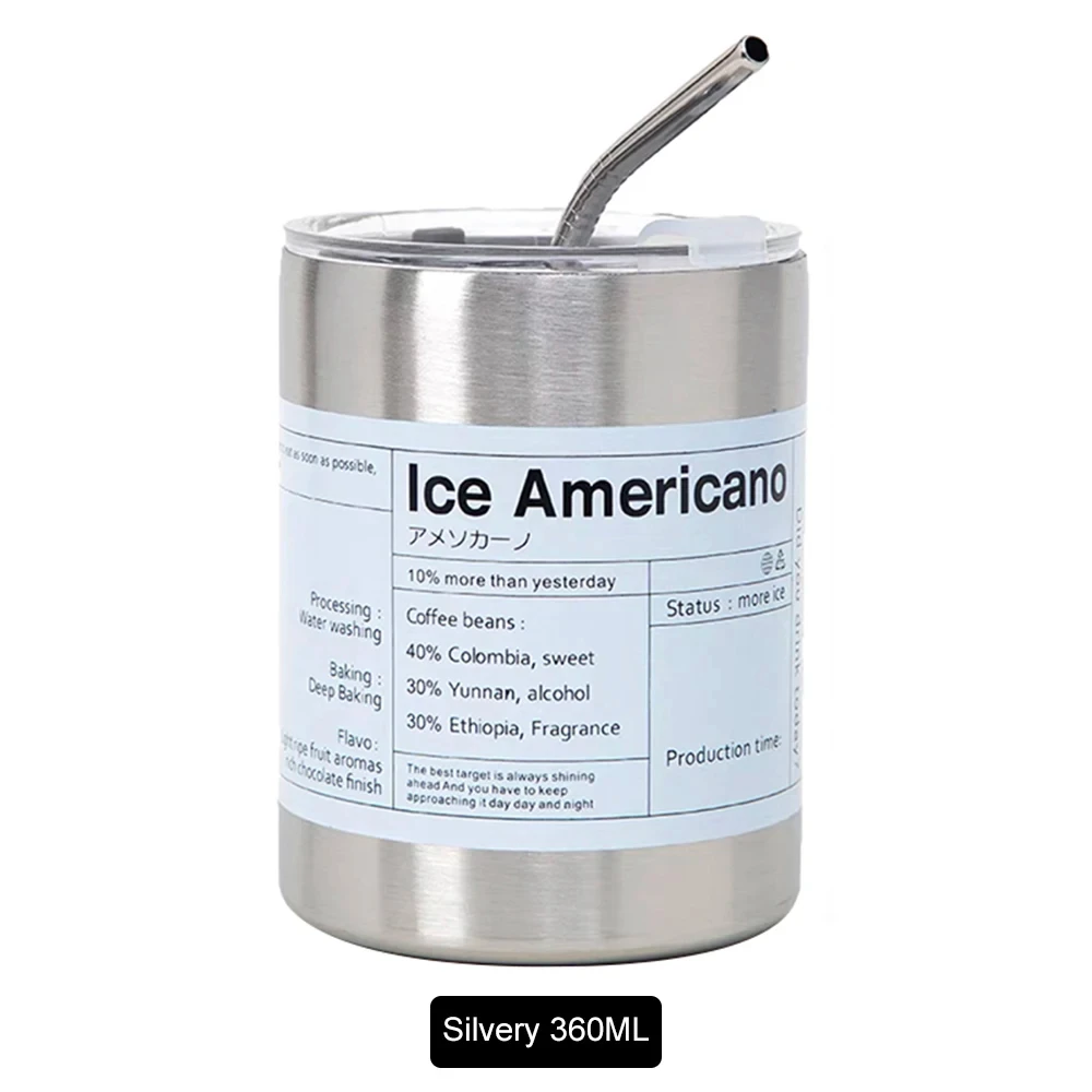 

Кофейная чашка-термос из нержавеющей стали, двухслойный холодильник, соломенная чашка, ледяная американская кофейная кружка, бутылка для воды, портативная многоразовая кружка