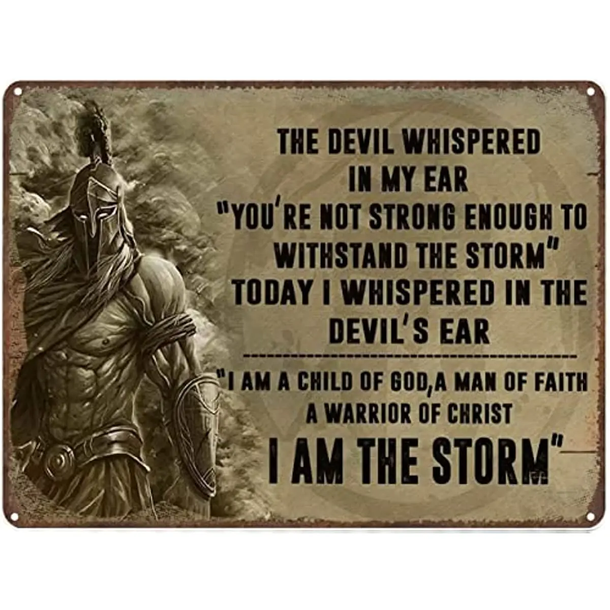 

Vintage Tin Metal Poster Sign Spartan Code Poster I Am The Storm Retro Wall Art Decor Iron Painting for Home Kitchen Cafe Pub
