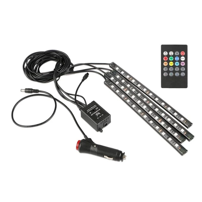 12 лампочек атмосферы автомобиля декоративные неоновые RGB лампочки 8 цветов пульт