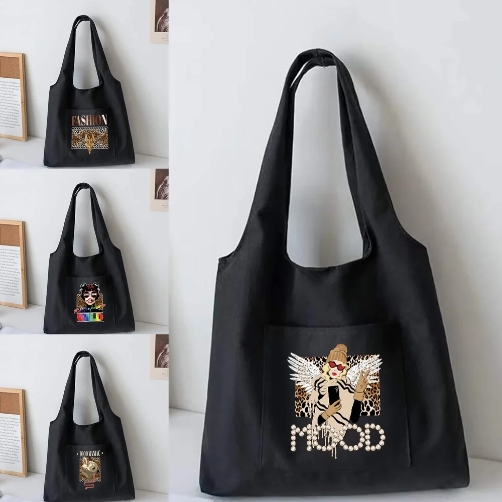 

Cute Leopard Print Vest Bag Women's Shoulder Canvas Bag Ins 2022 New Tote Bag Casual Shopper Shopping Bag for Girl Cosmetic Bag