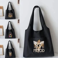 cute leopard print vest bag womens shoulder canvas bag ins 2022 new tote bag casual shopper shopping bag for girl cosmetic bag