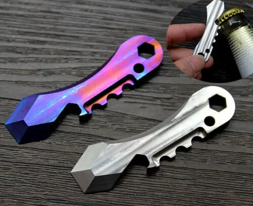

Titanium Alloy Bottle Opener Crowbar Screwdriver Pry Bar Key chain pendant Tool