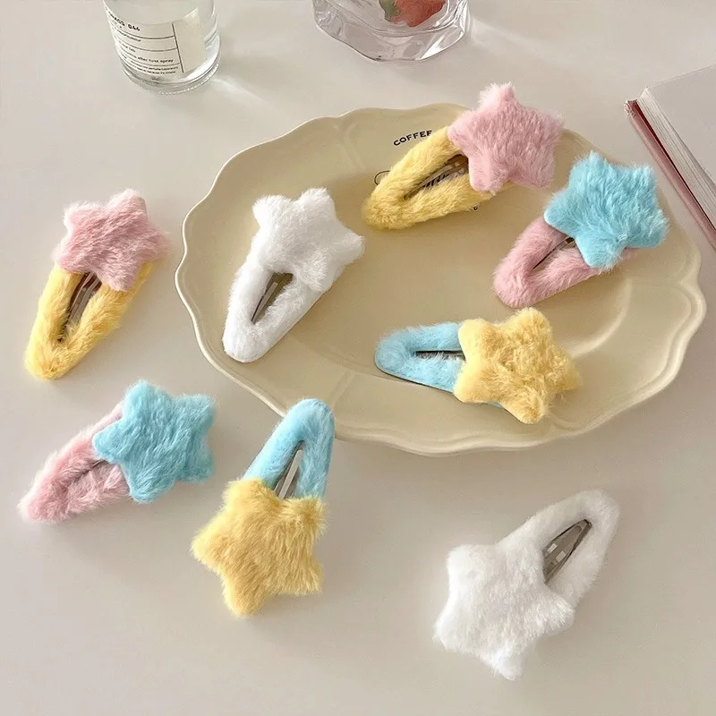 

2pcs Women Plush Star Girls Side Bangs Clip Ornament Hair Clips Barrettes Hairpins Baby Hair Accessories Children Headwear