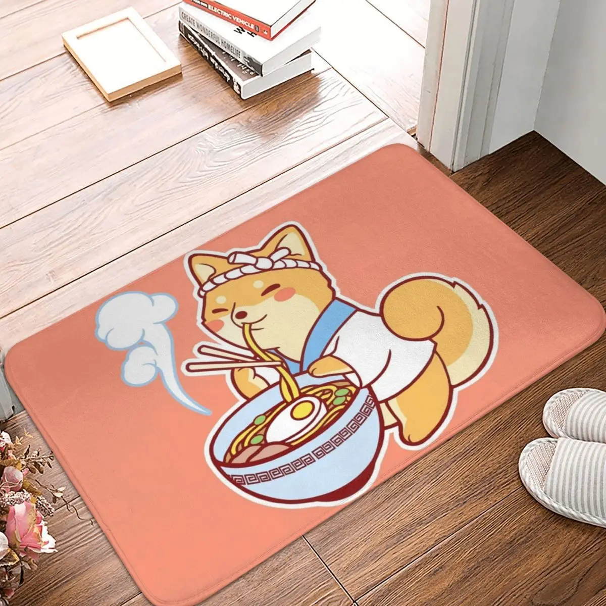 

Ramen Shiba Bath Mat Decor Art Dog 3D Rug Carpet Doormat Non-slip Entrance Living Room Home Kitchen Bathroom Dust Balcony Animal