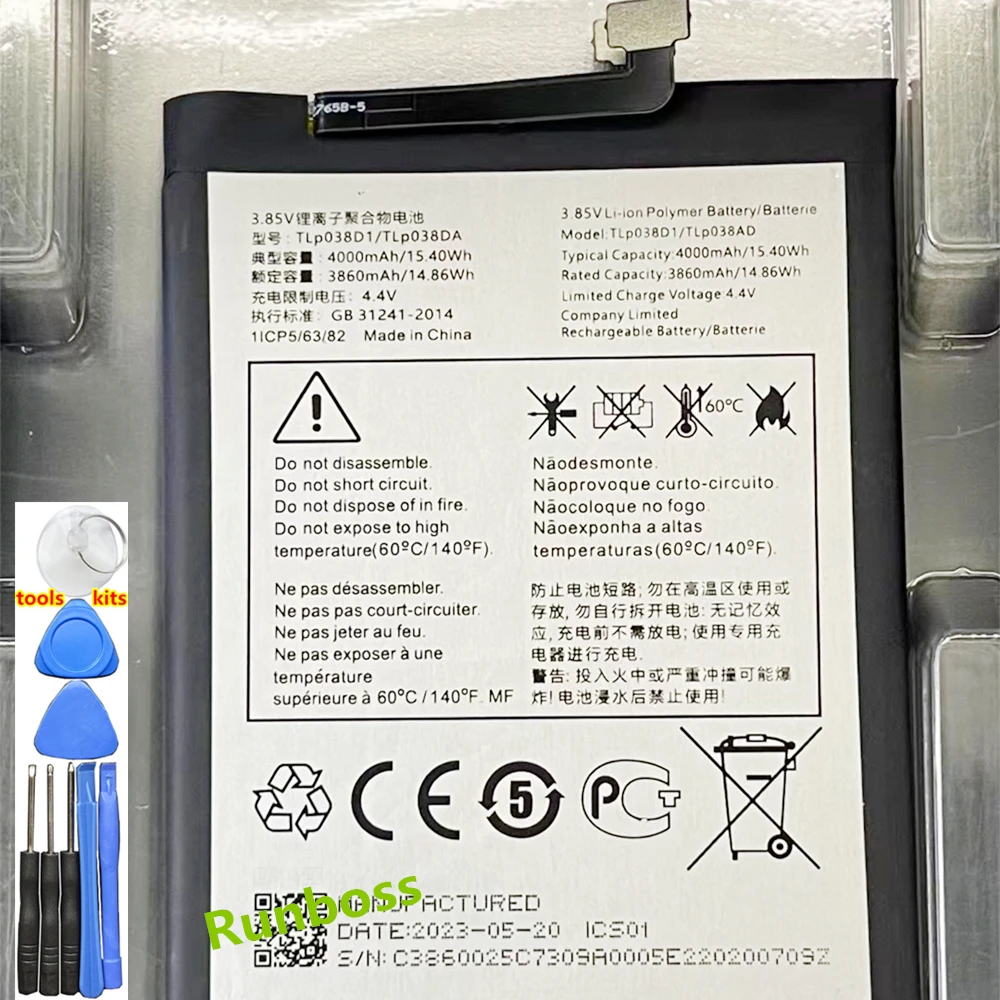 Оригинальный качественный аккумулятор 4000 мАч TLp038D1 TLp038DA для TCL 10L 10SE 10 Lite 1S 2020 5062Z 20E T770B T780H