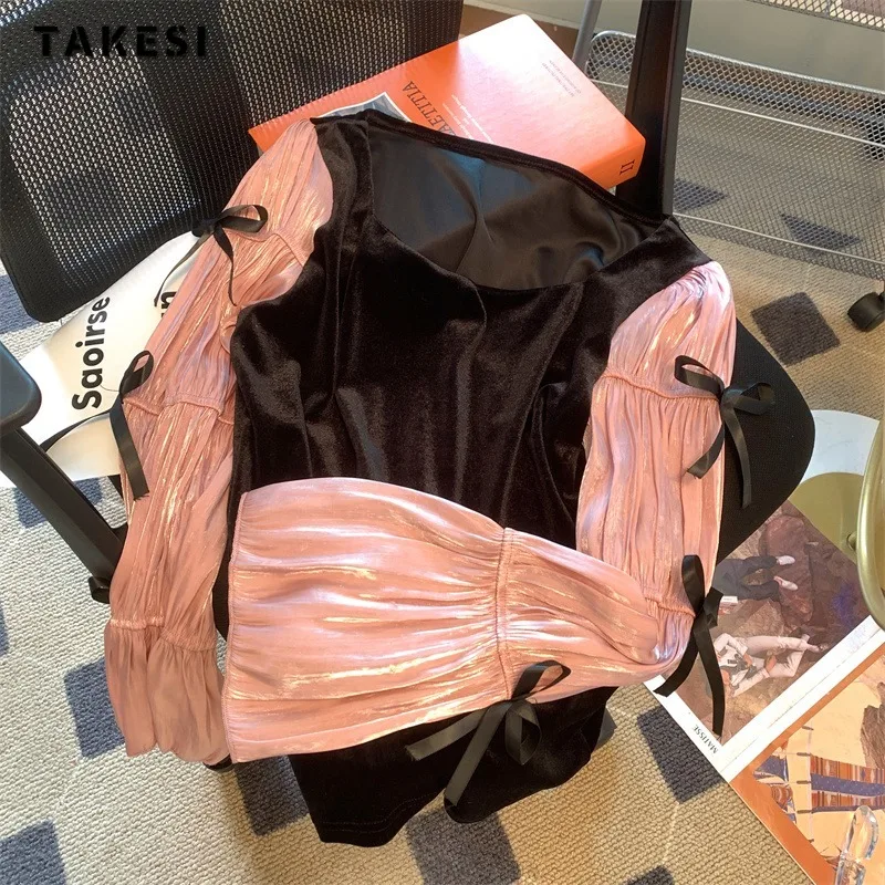 Женская блузка с круглым вырезом Повседневная винтажная Свободная составного