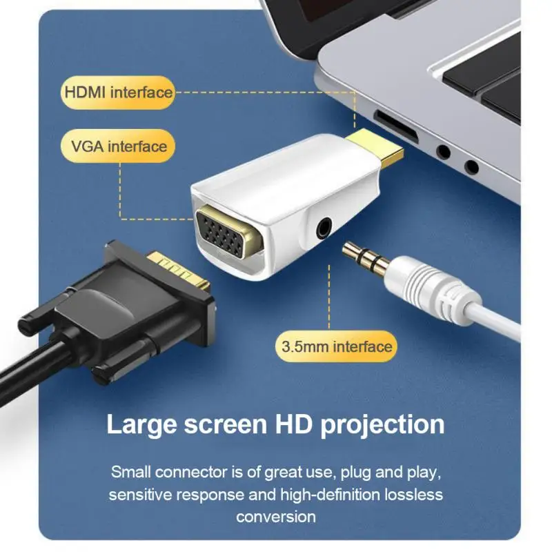 Адаптер hdmi-совместимый с VGA-кабелем переходник папа-Мама аудиоразъем 3 5 мм HD 1080P