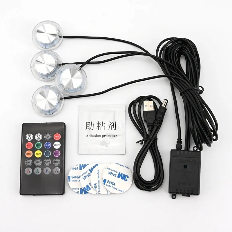 

4x RGB Атмосферные фонари Автомобильные внутренние фонари Лампа для украшения ног Автомобильная лампа для ног Светодиодная подсветка Наружное освещение Голосовое управление