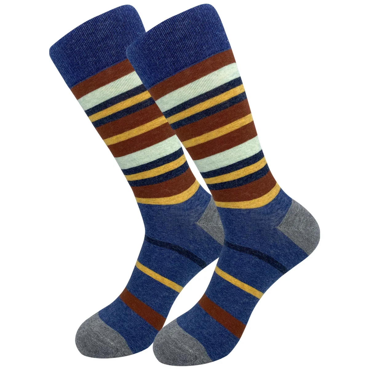 5 Pairs New Men's Plus Size Casual Cotton Middle Tube Socks Business Autumn and Winter Striped Plaid Men Dress Socks