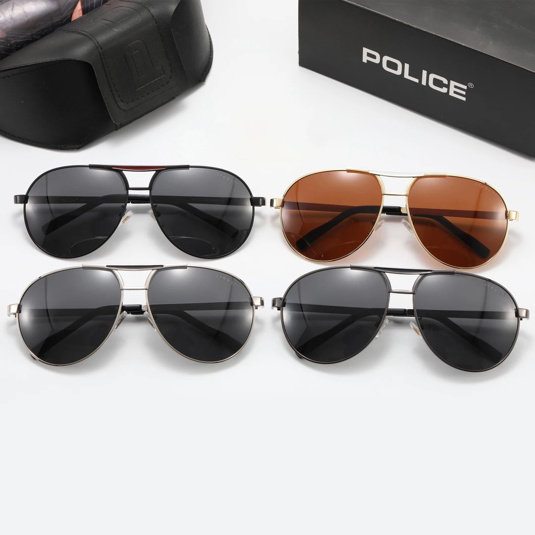 

POLICE Vintage Metal Polarized Men's Sunglasses Classic Aviator Brand Sunglasses Coated Lenses Driving Glasses Men Oculos De Sol