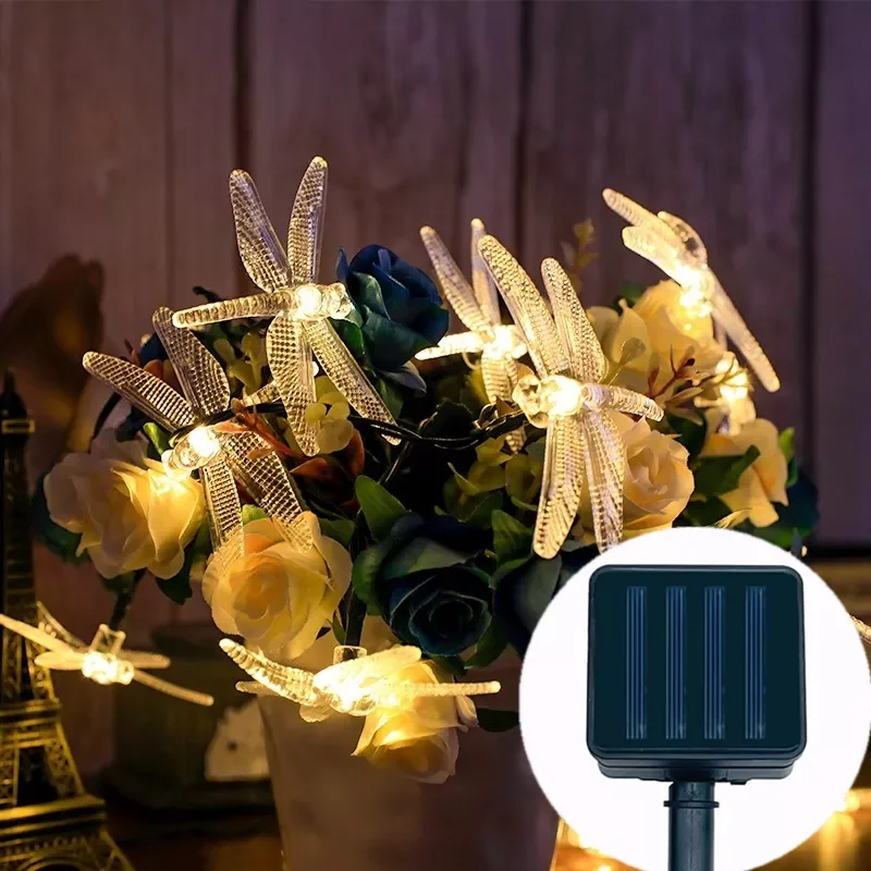 

Гирлянда со стрекозой, уличное освещение на солнечной батарее, Рождественский Декор, украшение для садоводства