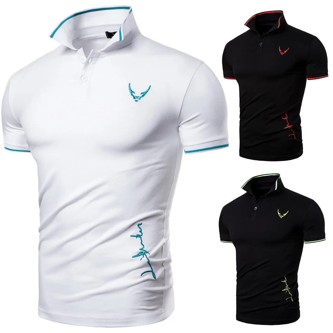 

Summer Short Sleeve Polo Shirt Men Turn-over Collar Fashion Casual Golf T-shirt Breathable Solid Embroidery Men's Polo Shirt